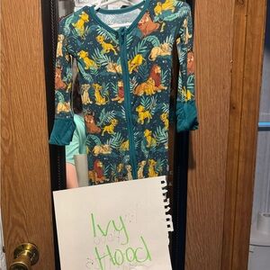 Little Sleepies Teal Lion Print Footies